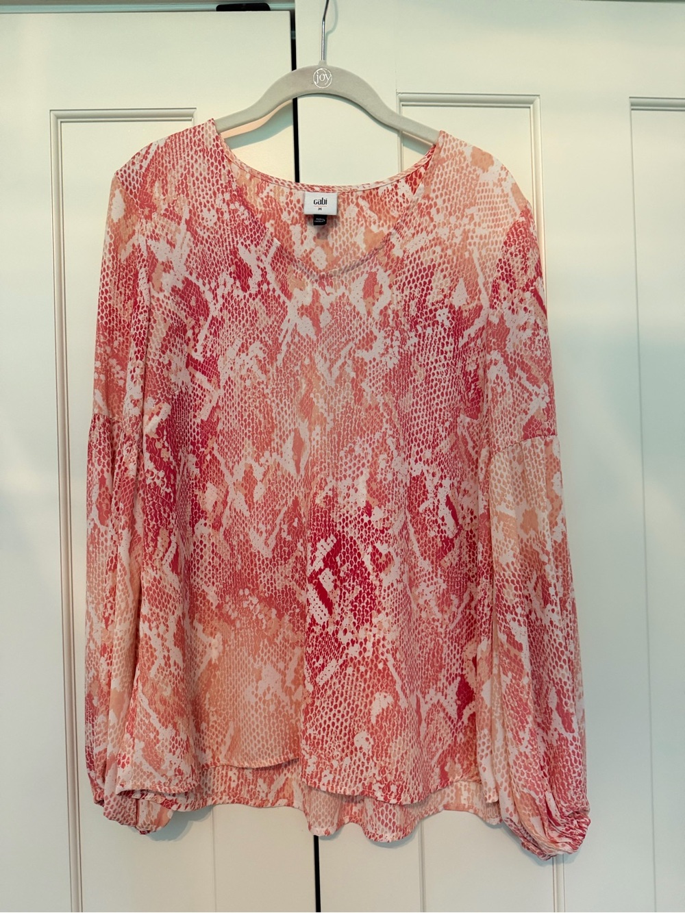 Cabi Pink Snake-Print Long-Sleeve Women's Blouse